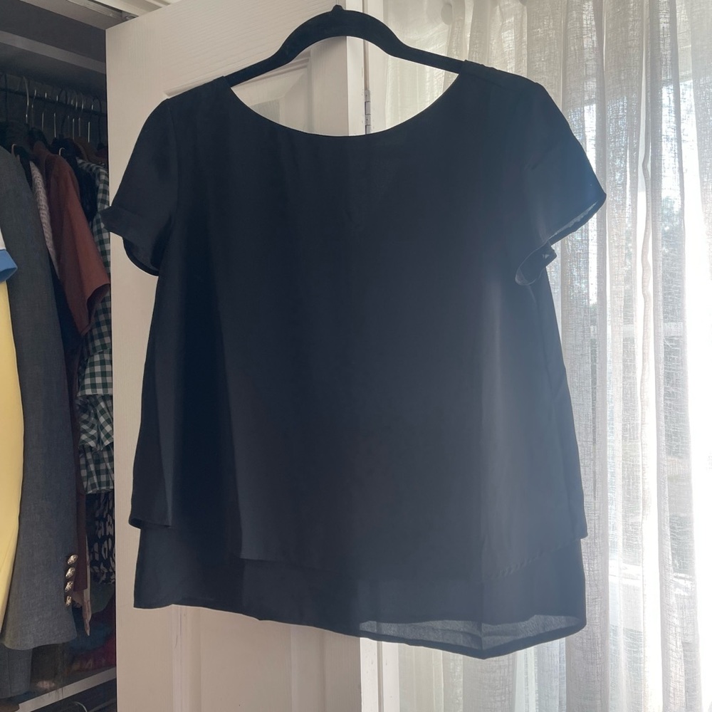 Black short sleeved blouse